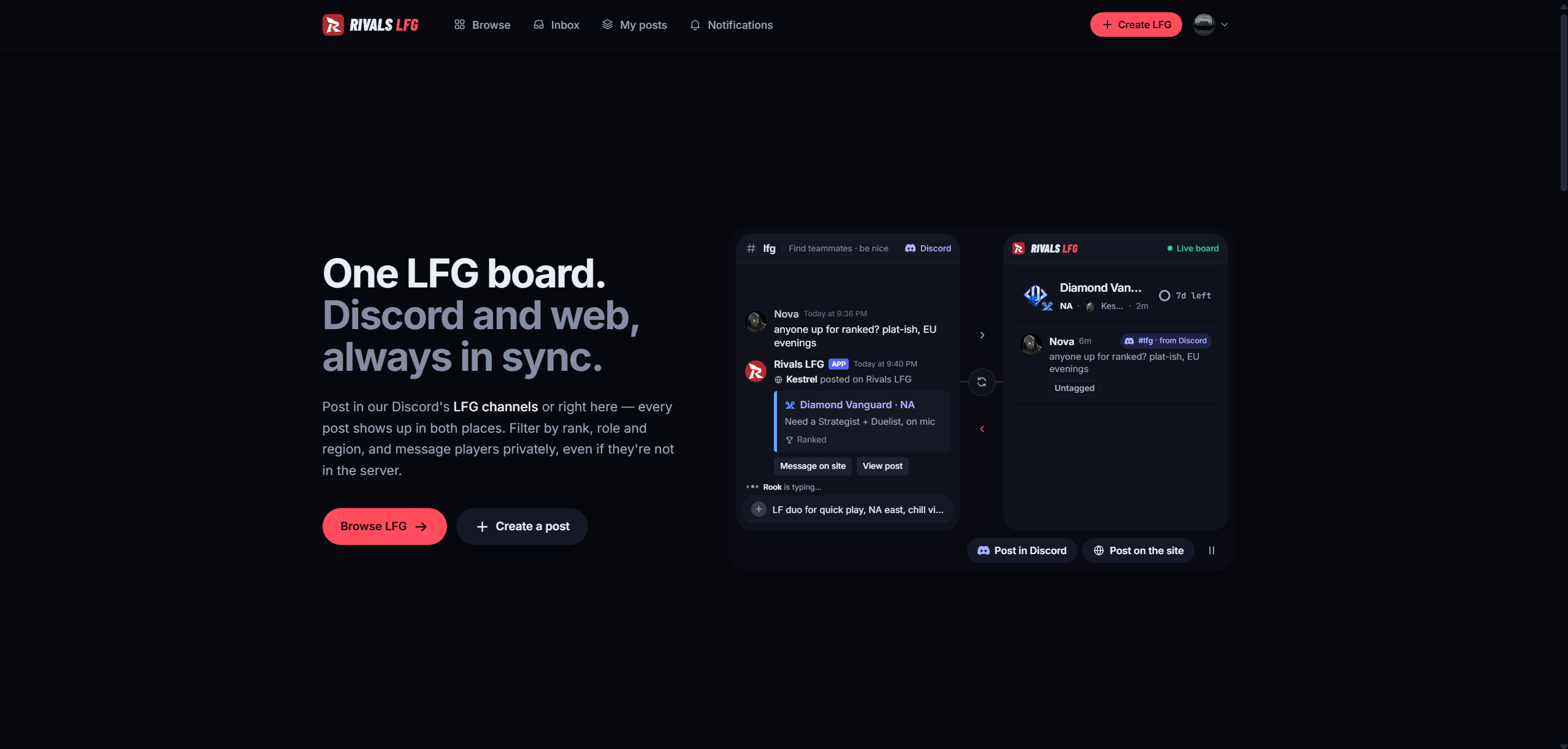 Marvel Rivals LFG Platform preview